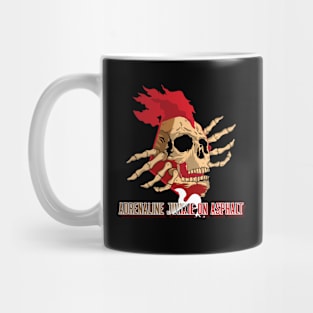 Adrenaline Junkie on Asphalt Skull Face Speed Skeleton Fast Car Racing Mug